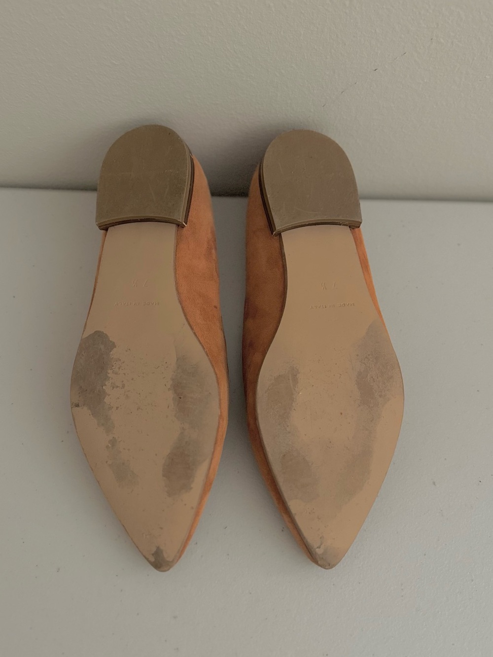 Everlane Italian Suede Pointed Toe Loafers Flats Cognac Brown Size 7.5 Old Money - Picture 6 of 8